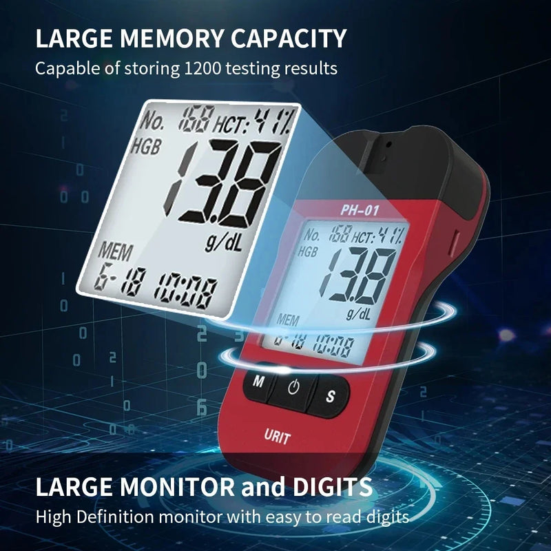 For URIT Hemoglobin Analysis Tester Meter Home Hb Analyzer Anemia Tester Strip Heme Test With 50 Test Paper Home Medical