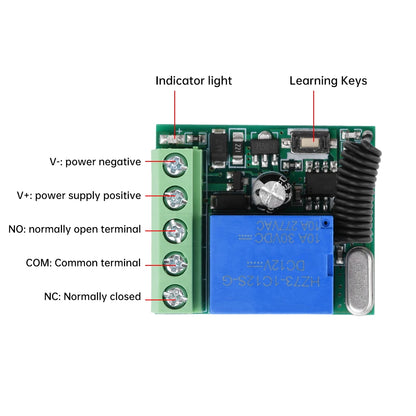 DC12V 433MHz Wireless Transmitter Receiver Module Single Relay Wireless Remote Control Switch Kit Smart Automation Module