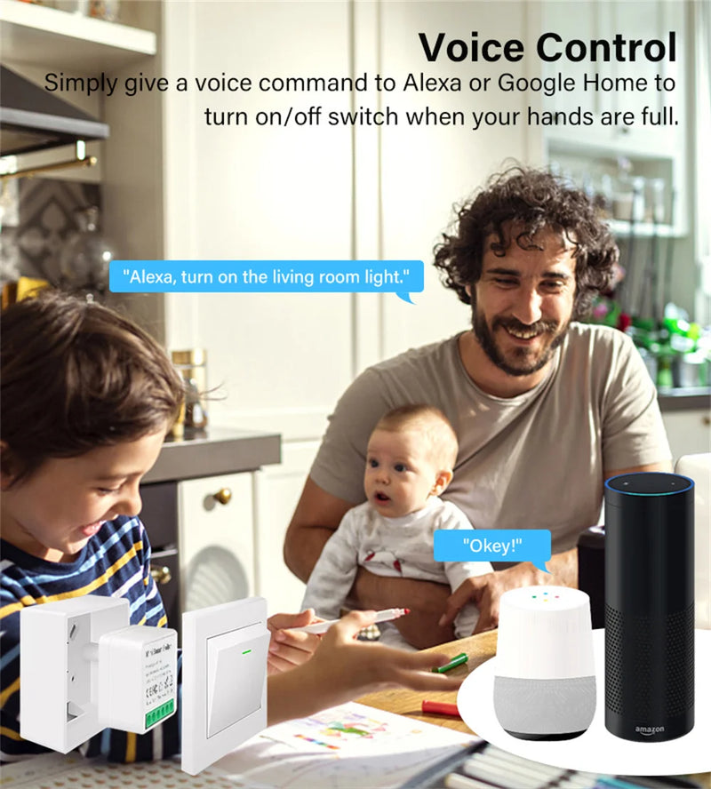 Tuya 16A MINI Wifi Smart Switch Support 2-way Control Timer Wireless Switches Smart Home Automation With Alexa Google Home Alice