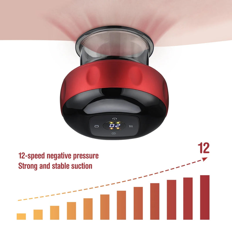 12 Speed Intelligent Vacuum Cupping Set Skin Scraping Massage Guasha Wireless Slimming Body Fat Burner Smart Cupping Electric