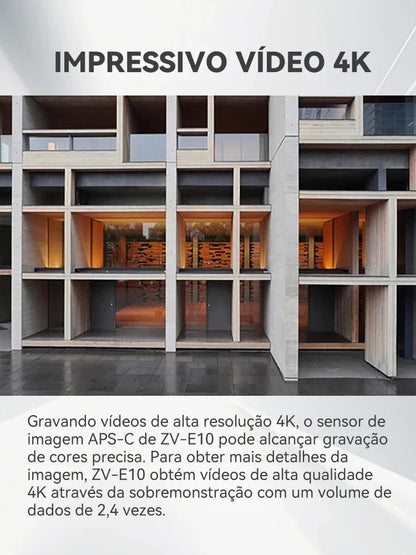 SONY Alpha ZV-E10 ZVE10 APS-C E-Mount Vlog Mirrorless Camera Digital Com 16-50mm Lens Compact Camera 4K Fotografia Profissional