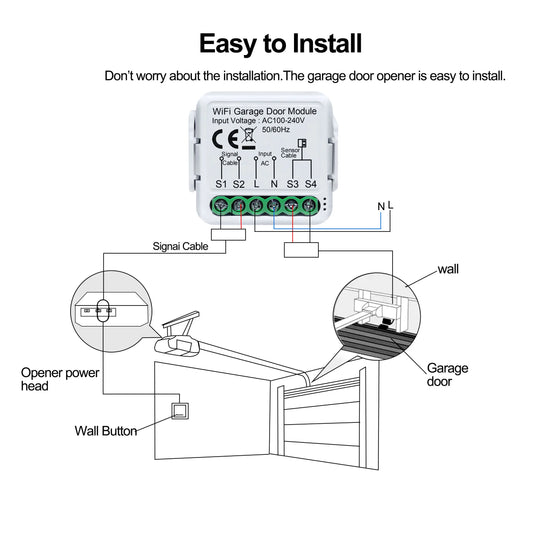 GIRIER Tuya Smart WiFi Garage Door Opener Controller Supports App Voice Remote Control Works with Alexa Google Home Assistant