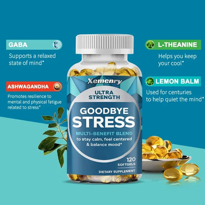 Stress Relief Capsules with GABA, L-Theanine, Gluten-Free and Non-GMO
