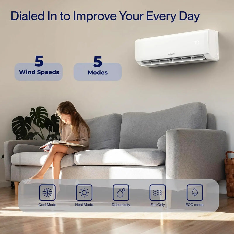 12000 BTU Mini Split AC 21 SEER2 Cools Up to 550 Sq.Ft Wifi Enabled Air Conditioner & Heater with 1 Ton Pre-Charged Heat Pump