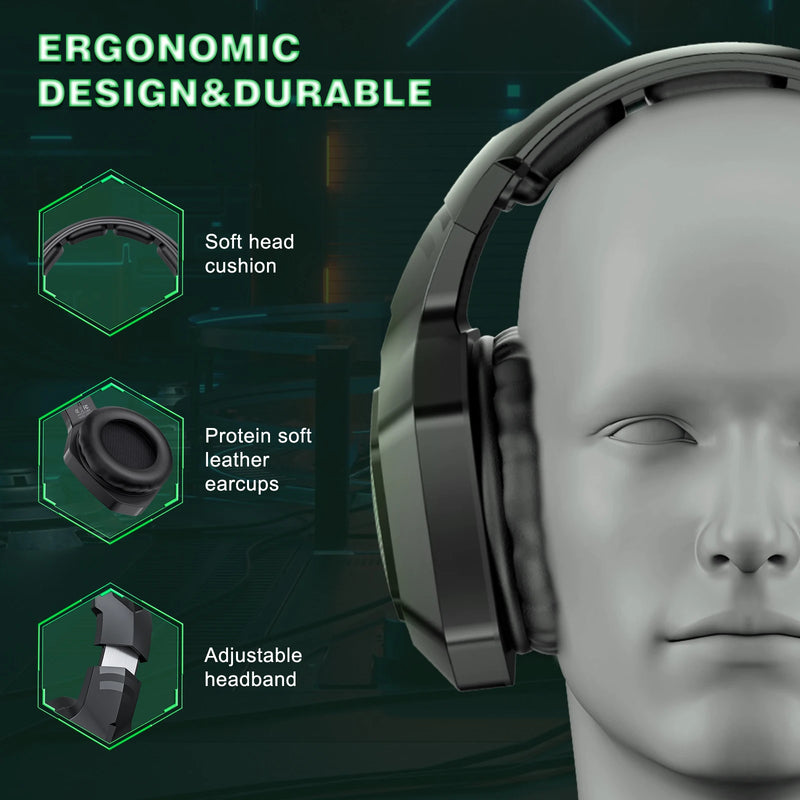 ONIKUMA B100 2.4Ghz Gaming Headset Noise Cancelling Wireless Headphone with Microphones RGB light Earphones for PS5, PS4, XBOX