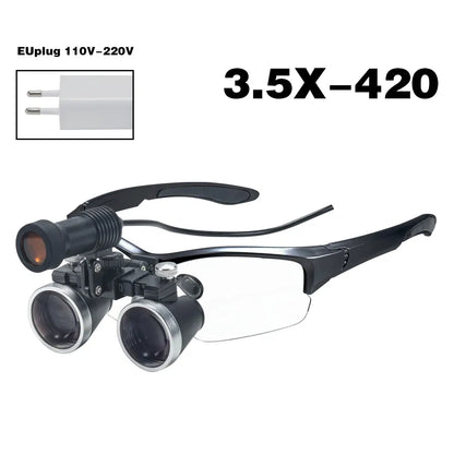 Dental Magnifier with LED Headlight Optical Dental Loupes for Dentist Binocular Magnifying Glasses with Headlamp for Surgery