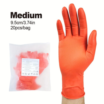 Pack 20/50pcs 8 Mil Nitrile Gloves-Heavy Duty Mechanic Gloves, With  Grip - Powder And Latex Free Disposable Gloves Black Orange