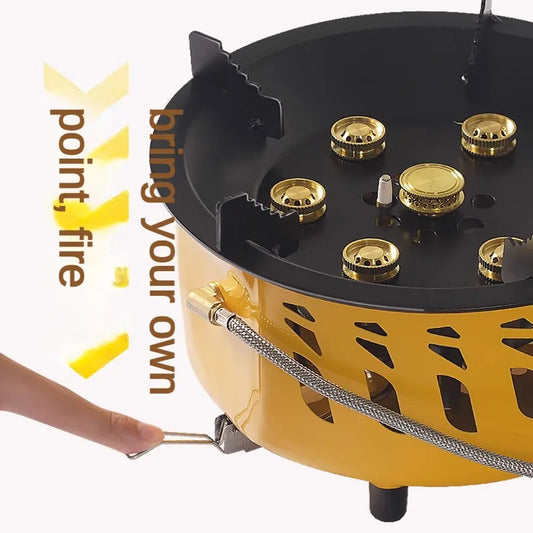 20000W 7-Core Camping Gas Burner Strong Fire Power Outdoor Portable Cassette Stove High Firepower for BBQ Camping Hiking Fishing