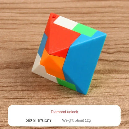 3D Puzzle Luban Lock Keychain Brain Teaser Game Magic Mini Cube Intellectual Children Educational Toys for Kids Adult Antistress