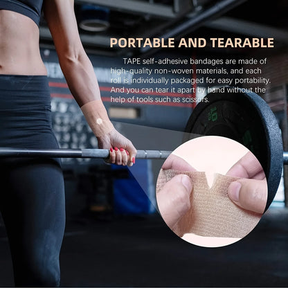 24Rolls Kindmax Self Adhesive Bandage Black, Elastic Breathable Sports Non-woven Wrap Finger Tape For Wrist Ankle First Aid