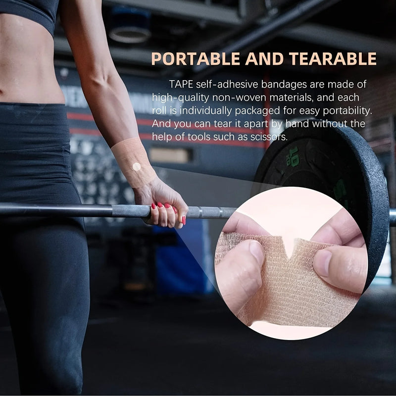 24Rolls Kindmax Self Adhesive Bandage Black, Elastic Breathable Sports Non-woven Wrap Finger Tape For Wrist Ankle First Aid