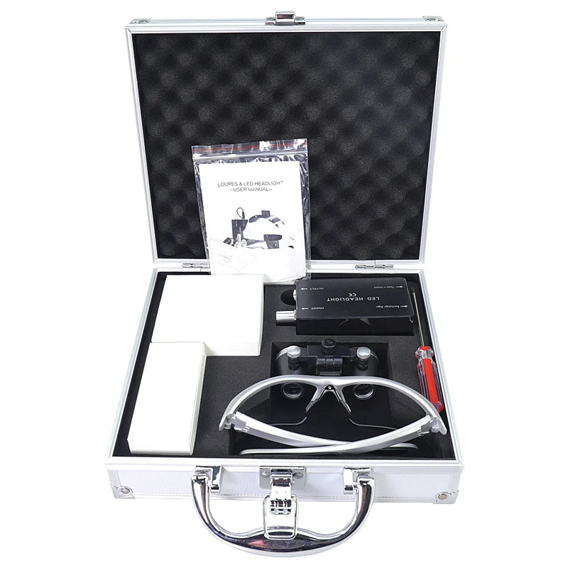 Dental Loupes 2.5/3.5x Black  Magnifier Lab Medical  Magnification Binocular Magnifier Headlight Headlamp 5W Seperately