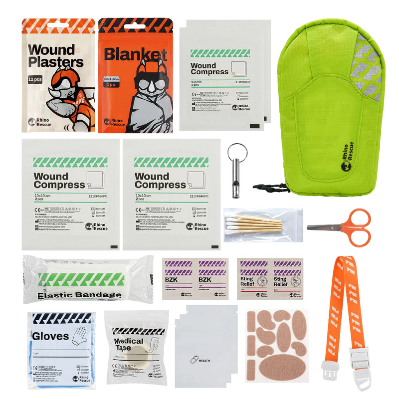 Rhino Rescue Portable Compact First Aid Kit Waterproof For Minor Cuts Scrapes Sprains Burns Ideal For Home Car Travel Camping