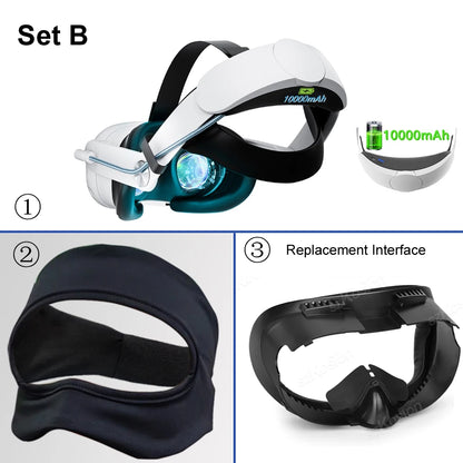 Rechargeable Head Strap for Meta Quest 3 VR Headset Extend VR Playtime Head Strap with 10000mAh Battery for Quest 3 Accessories
