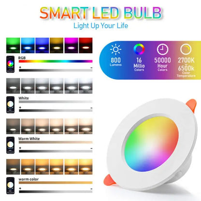 Tuya Smart Bluetooth RGB Dimmable Downlight Colorful Spot LED Lamp Recessed Round Light Smart Home Works With Alexa Google Home