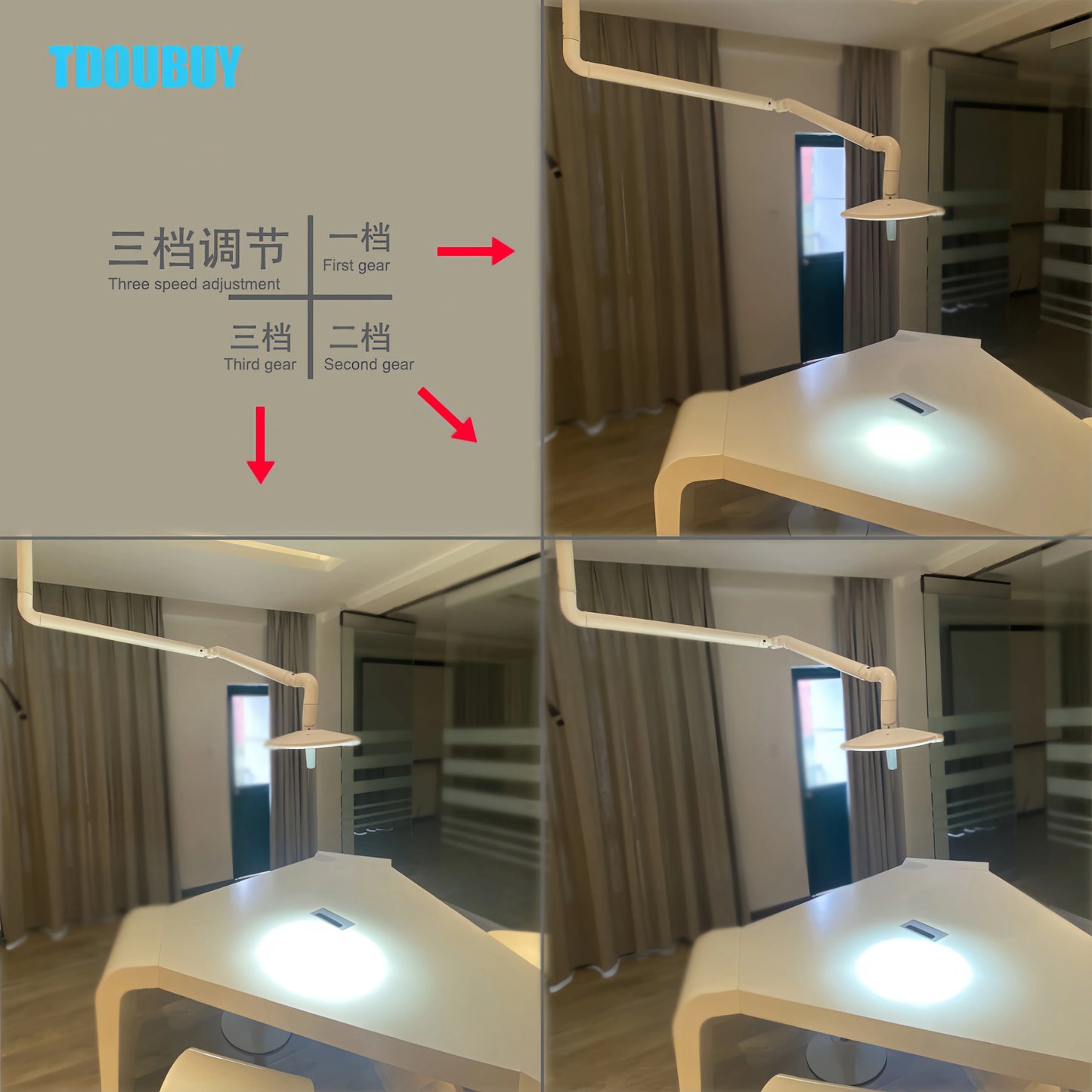 TDOUBUY KD-2018D-1 Shadowless Lamp 50W Versatile Ceiling LED Surgical Lighting ,For Dental Cosmetic, And Veterinary Procedures