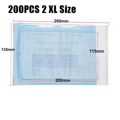 200/20/10PCS Disposable Self-sealing Sterilization Pouches Bags 7 Sizes Medical-grade Bag Disposable Nail Art Tattoo Accessories