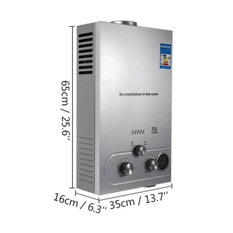 VEVOR 6L/8L/10L/12L/16L/18L propane gas LPG tank less water heater on-demand boiler shower kit, can be used outdoors