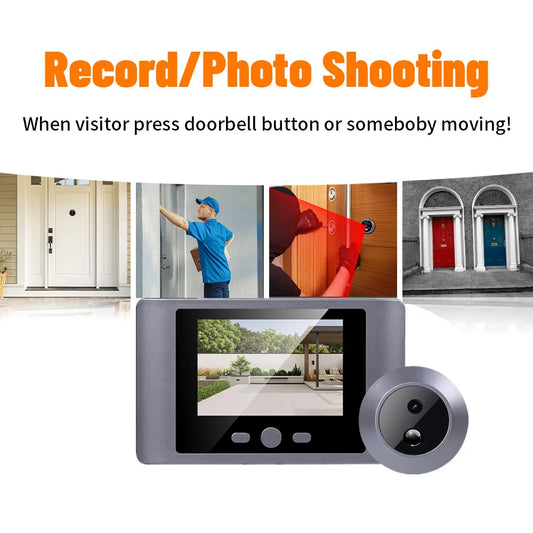 Wireless Home Security Peephole Video Doorbells 480P Digital Door Peepholes with Camera Mic Support Video Record No APP No Wifi