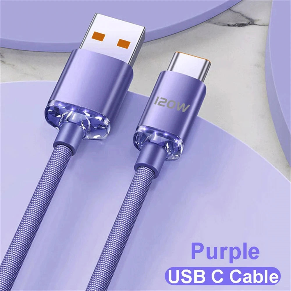 NNBILI 120W 6A Fast Charge USB Type C Quick Charge Cable For Samsung S23  Xiaomi 14 Huawei Phone Fast Charging Cable Data Cables