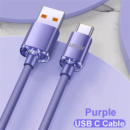 NNBILI 120W 6A Fast Charge USB Type C Quick Charge Cable For Samsung S23  Xiaomi 14 Huawei Phone Fast Charging Cable Data Cables