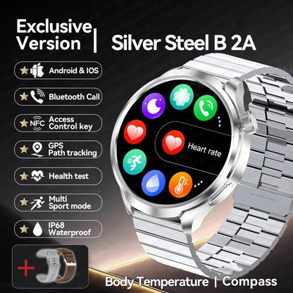 2024 New For HUAWEI Outdoor Sports Smart Watch Men AMOLED Screen NFC GPS Compass Heart rate Waterproof Bluetooth Call SmartWatch
