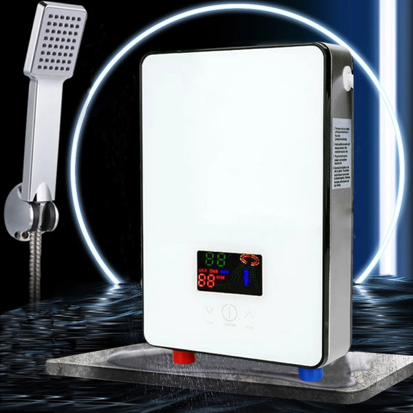 Sweetmile 110V 4500W Electric Water Heater High Precise Thermostat LED Touch Screen with Shower Head Outlet Pipe 30-55℃