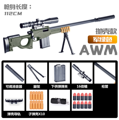 DIY Sniper Rifle Soft Bullets with Scope Manual Shell Ejection Toy Gun Outdoor Cs Game Prop Toy for Adult Boys Birthday Gift