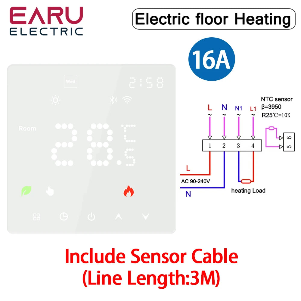 Tuya WiFi Smart Thermostat Electric Floor Heating TRV Water Gas Boiler Temperature Voice Remote Controller for Google Home Alexa
