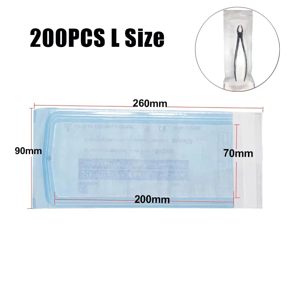 200/20/10PCS Disposable Self-sealing Sterilization Pouches Bags 7 Sizes Medical-grade Bag Disposable Nail Art Tattoo Accessories