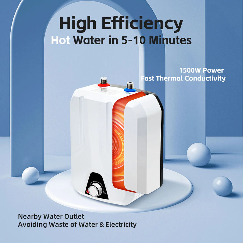 1500W Electric Water Heater Kitchen Household Electrical 8L/2.1GL Huge-110V Instant Hot Water for Kitchen RV Trailer Bathroom