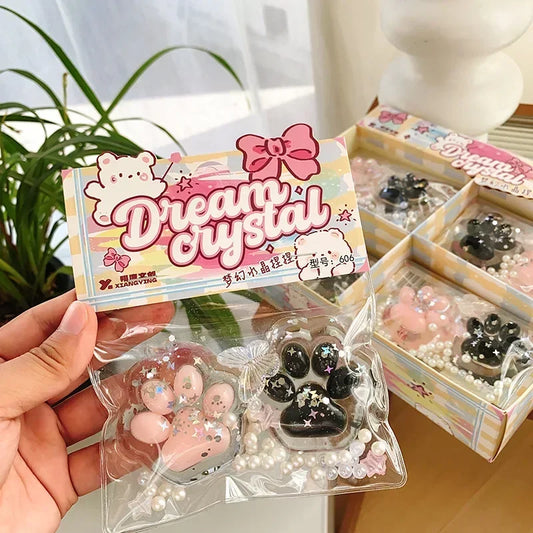 HOT Mini Cat Paw Pinch Toy Blingbling Slow Rebound Stress Relief Toys Transparent Cube Squeeze Toy Gift