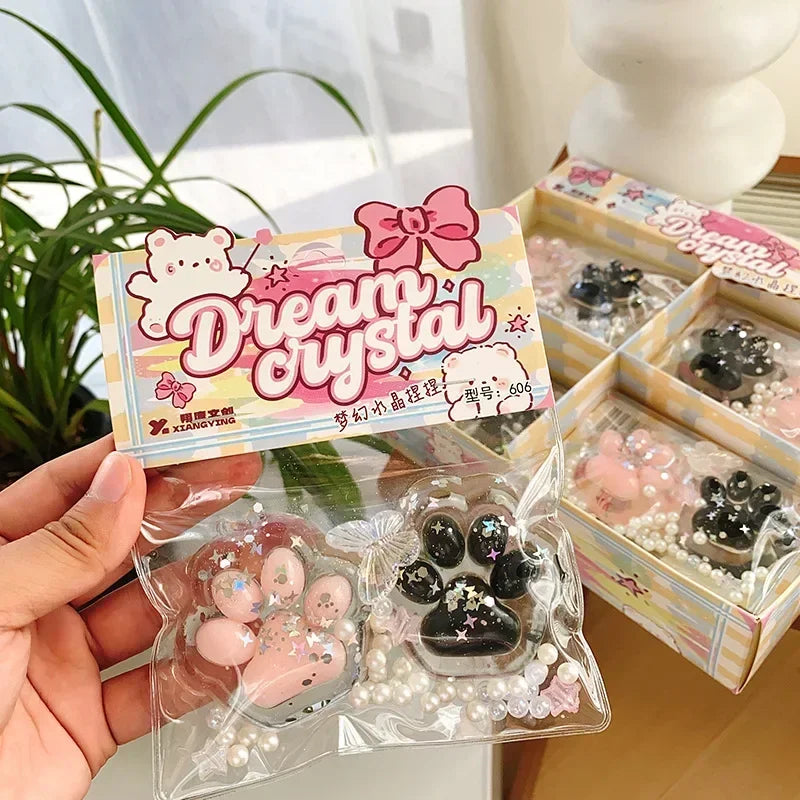 HOT Mini Cat Paw Pinch Toy Blingbling Slow Rebound Stress Relief Toys Transparent Cube Squeeze Toy Gift
