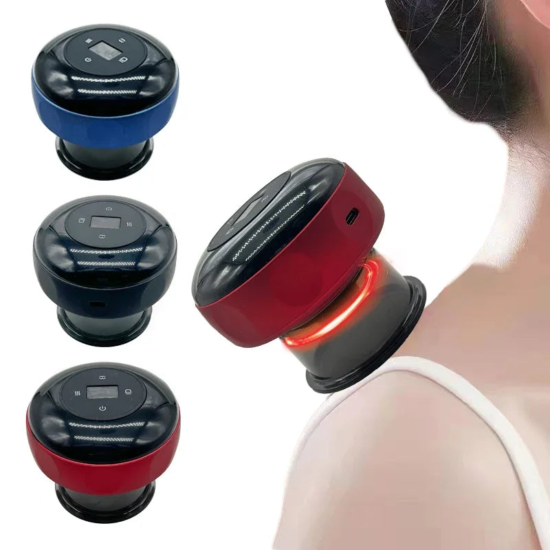 Smart Electric Vacuum Cupping Device Body Scraping Massager Heating Suction Cup Device Back Neck Arm Massger Fatigue Relief
