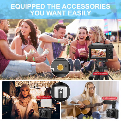 Digital Camera Vintage Style 48MP 4K Point and Shoot Camera with 18X Zoom Includes 32GB Card Perfect for Vlogging