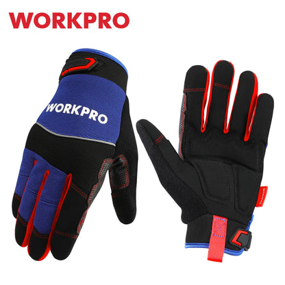 WORKPRO Safety Work Gloves Mechanic Working Gloves for Men Women Touch Screen Terry Fabric Non-Slip