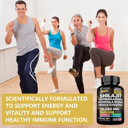 Shilajit Pure Himalaya 8-in-1 Supplement Supports Energy, Endurance, Muscle Building, and Stress Relief