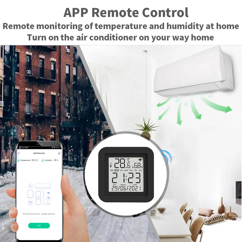 Tuya Smart Universal IR Remote WiFi Temperature Humidity Sensor for Air Conditioner TV AC Works with Alexa Google Home Yandex