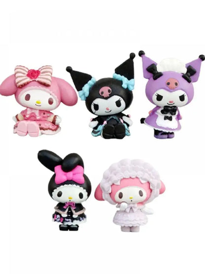 Sanrio 4Cm My Melody Figure Anime Kawaii Melody Kuromi Kt Cat Action Collection A Set of 5 Pvc Materials Gifts For Children