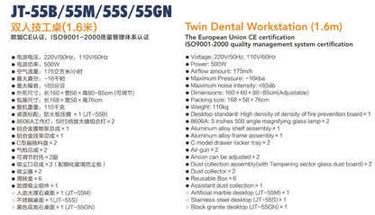 Dental technician desk double seats workbench dentist 1.6m workstation dentistry technician table hospital console