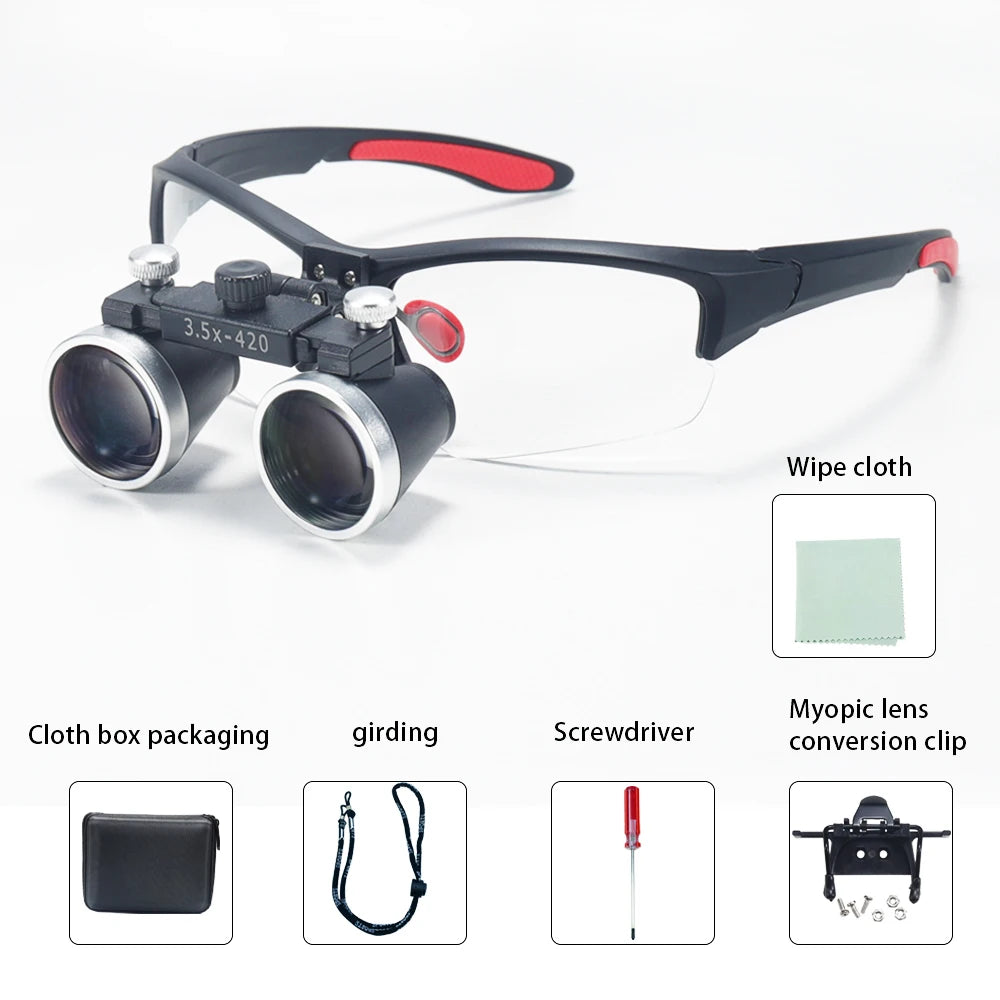 Dental Loupes 3.5x2.5x 320-420mm Goggles Lab Medical Magnifier Dentists Surgical Optical Lens Magnifying Glass Blue
