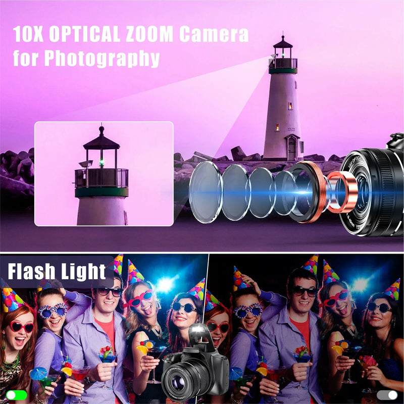 40X Digital Zoom Cameras for Photography 4K Optical Vlog Camera for YouTube with Flash 64MP WiFi Livestream Webcam Video Camera