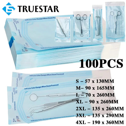 100PCS Self-Sealing Sterilization Pouches Bags 7 Size Disposable Nail Art Disinfection Bag Tattoo Nail Dental Tool Storage Bag