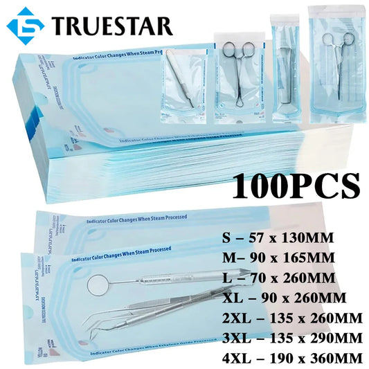 100PCS Self-Sealing Sterilization Pouches Bags 7 Size Disposable Nail Art Disinfection Bag Tattoo Nail Dental Tool Storage Bag