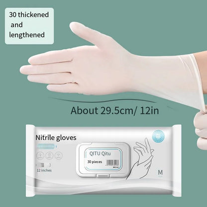 30Pcs Disposable Gloves Household Cleaning Kitchen Dishwashing Durable Food Grade Lengthened Thickened Waterproof Gloves