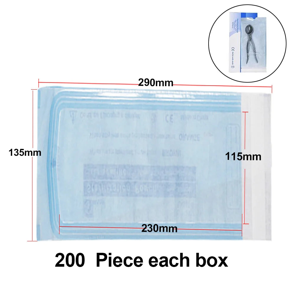 200 PCS Self Sealing Sterilization Pouch Bags for Nail Tools Grade Paper Disposable Dental Tattoo Accessories Tool Storage Bag