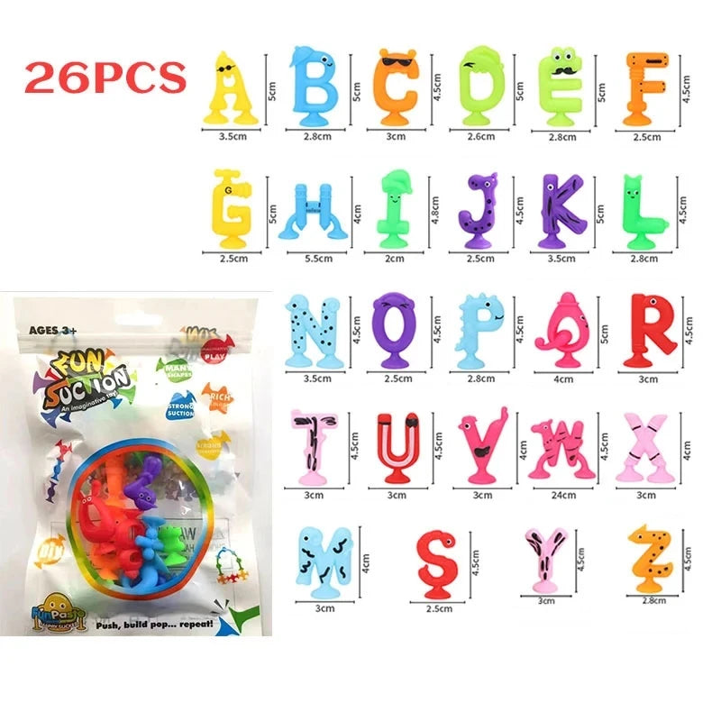 Soft Silicone Building Blocks Toy Animal Shape Suction Toy for Kids Stress Release Parent-Child Interactive Game Sucker Bath Toy