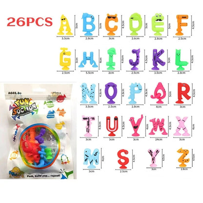 Soft Silicone Building Blocks Toy Animal Shape Suction Toy for Kids Stress Release Parent-Child Interactive Game Sucker Bath Toy