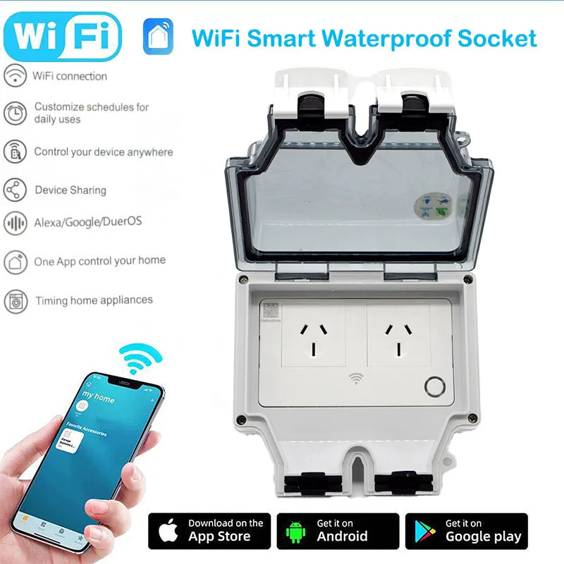 16A Smart Socket IP66 Waterproof Plug 86Type Outdoor Switch WiFi Israel Standard Power Jack App Remote Control With Smart Life
