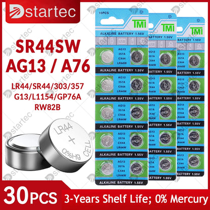 10PCS-50PCS 1.55V AG13 LR44 L1154 RW82 SR1154 SP76 pila SR44 Button Batteries A76 LR1154 GP7 Cell Coin Watch Toys Remote Battery